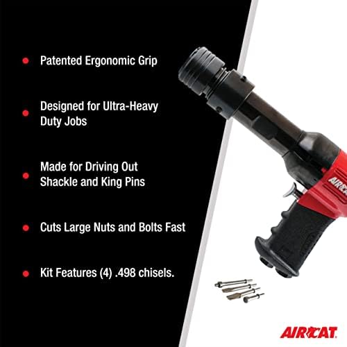 Aircat 5300-B: Super Duty de 0,498 polegadas Hammer de ar hammer 1.700 bpm-kit com 4 formões