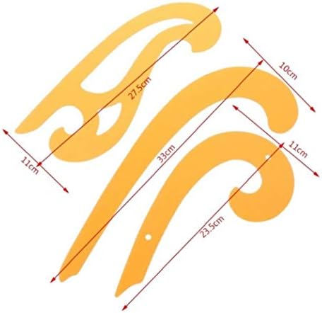 Pinicecore 3pcs/conjunto Curvas francesas plásticas Definir o desenho de desenho de elipse modelos de costura da régua de