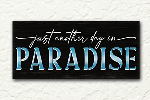Outro dia no estêncil do paraíso por Studior12 | Decoração de casa de verão DIY artesanal | Paint Beach Wood Sign | Modelo Mylar reutilizável | Selecione o tamanho