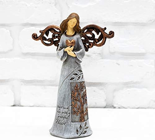 Roman Giftware Inc, coleção inspiradora de bênçãos celestiais, 9 H Árvore da Vida Anjo com Coração, Religioso, Inspirador,