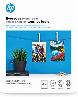 HP Everyday Photo Paper, brilhante, 5x7 in, 60 folhas