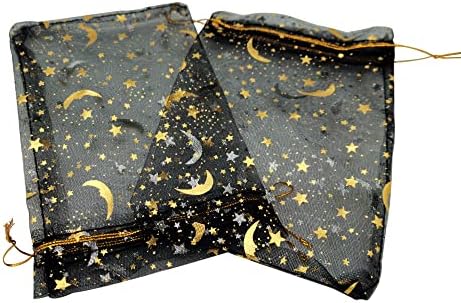 DIYOMR 120pcs Dream Night Sky Star Moon Organza Organza Adorável Bolsas de joias Bolsas cosméticas de jóias 4.3x6,3 polegadas