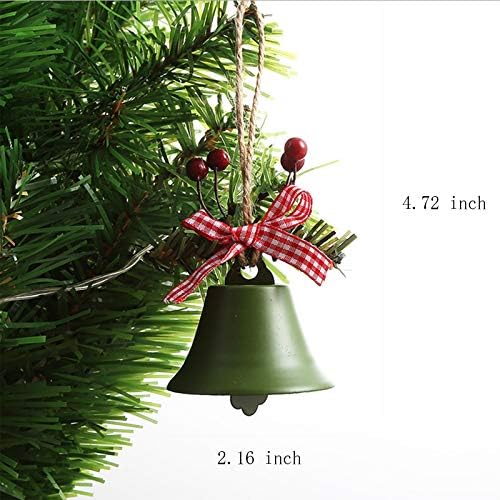 ASEKONC Jingle Bells, 3 Pack Christmas Bell Ornament Decoration com Berry Plaid Bow, pingentes de árvore de Natal de 2,16 polegadas