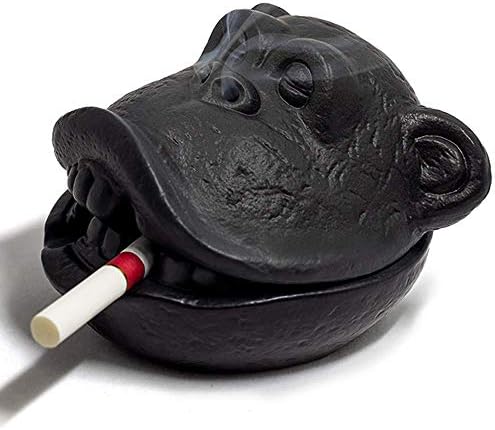 Cinzeiros de cerâmica para cigarros, macaco à prova de vento grande cinza com tampas para uma bandeja de cinzas decorativas, fofas