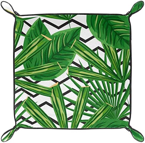 Lyetny Tropical Leaf Green Organizer Bandeja Caixa de armazenamento Bandeja de mesa de mesa Caddy Alteração da carteira Caixa