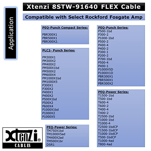 XTENZI 8pin Flex Cable Xtfc Acessório de fio XT91640 Para botão remoto de amp Bass compatível com Rockford Fosgate