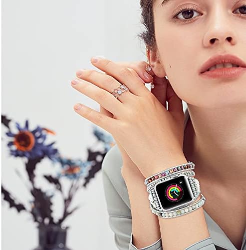Banda BOHO Compatível com Apple Watch Bracelet Women 38mm 40mm 41mm, Banded Stone Stone Pulseira Artável para Iwatch Series