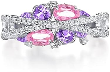 2023 New Women Women Pink Ring Retro Criativo Novo X em forma de X Anel de zircão azul marinho para presentes Ajusta