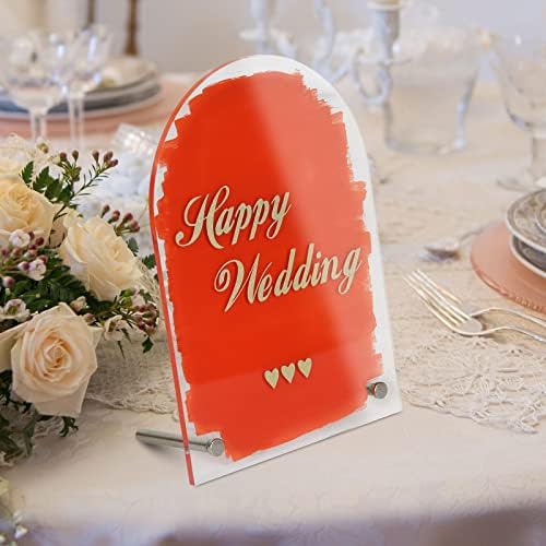 Sinais de mesa acrílica clara com suportes de metal - pacote de 10 para casamentos, festas, banquetes e muito mais