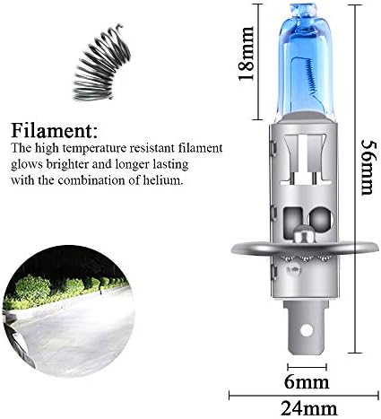 SIDAQI 2PCS H1 100W Super Branco Branco Branco 6000k Halogênio Xenon Lâmpada Lâmpada 12V CARROTILIZAÇÃO Lâmpada de nevoeiro