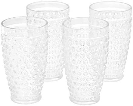 Basics de 12 peças Tritan Plastic Drinkware Conjunto-Hobnail Highball e Double Old Modyed, 6 peças cada, 18oz./13oz.