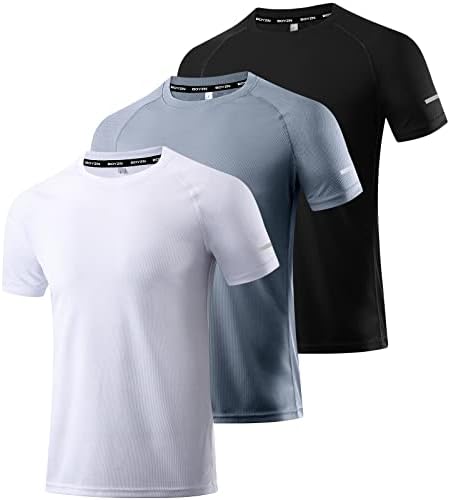Boyzn 1 ou 3 pacote de treino masculino camisetas, camisetas com umidade seca de umidade, camisetas de manga curta atlética de ginástica