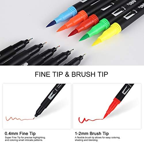 Hhhouu 100 cores marcadores de ponta fina de ponta dupla canetas de canetas de arte definida para adultos para colorir desenho de