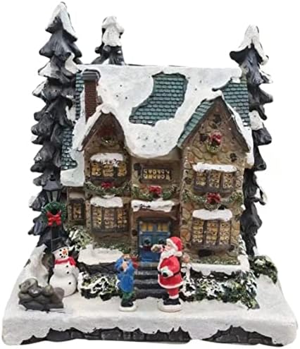 Casas da vila de Natal com música e ornamentos leves, colecionáveis, Homedécor, Papai Noel para crianças