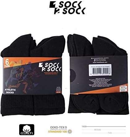 1SOCK2SOCK - UNISSISEX 6 PACK ATHLETIC Performance Socks - Mistura de algodão com umidade, suporte de arco, amortecimento