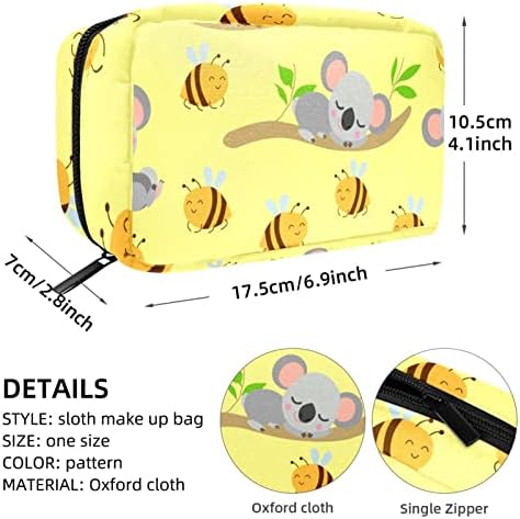 Bolsa de maquiagem inadequada, coala dormindo e abelhas bolsa de cosméticos portátil Tote Travel Case Caso Organizador