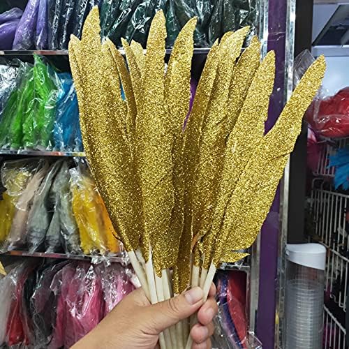 Pumcraft Feather for Craft 100pcs/lote Spray Penas de peru douradas 30-35cm/12-14 polegadas Acessórios Jóias Carnaval Home Diy Plumas de Faisan-100pcs