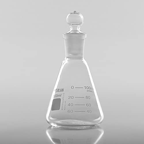 Balão de vidro Erlenmeyer de vidro de 100 ml de adamas com tampa de vidro 3.3 frascos cônicos de vidro de borossilicato