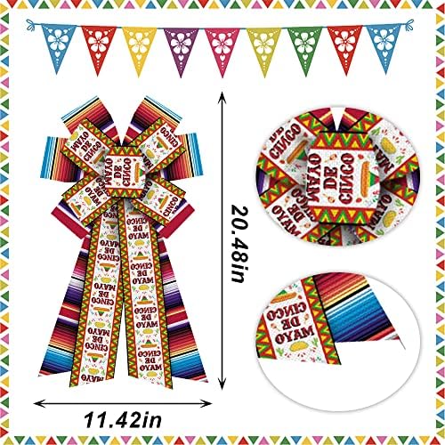 2pcs Cinco de Mayo Fiesta grinalda arcos mexicanos Bolsa de secão para a coroa, Partem mexicana Festa Palavras coloridas Palavras de fita Cinco de Mayo Decoração Arcos para Decoração de Decoração ao ar livre de material ornamental