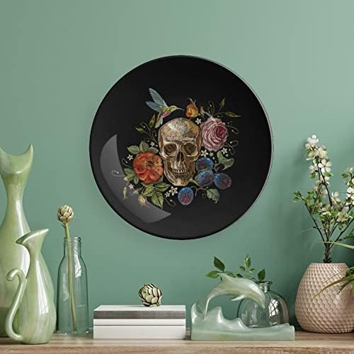 Dia do crânio morto rosa zumbido de pássaro vintage china placa decorativa com exibição stand fofo prato presente decoração
