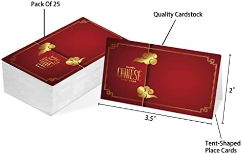Cartão de lugar de mesa, Feliz Ano Novo Cartões de estilo de tenda, pacote de 25 cartão de recepção semi-dobrado, perfeito para
