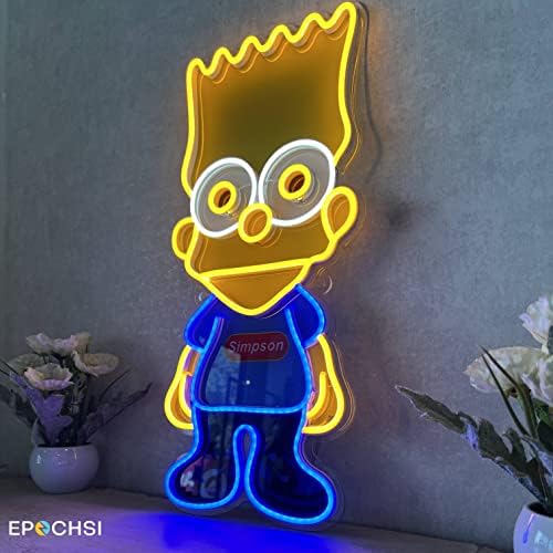 BART SIMPSON NEON SINAL, LED SIGNS PARA PARELAS DE QUARTO, 20 x 9 polegadas UV Impresso a decoração de quarto dos Simpsons,