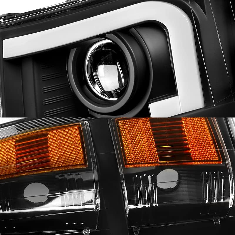 Desempenho Driftx, LED DRL Black Projector Faróis com refletor de âmbar ajuste para compatível com 2007-2014 Chevy Silverado,