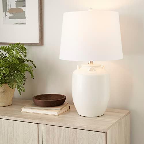 Nourison 24 White Farmhouse Cerâmica Pottery Jug Table Lamp