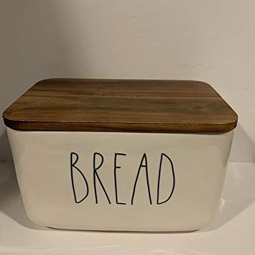 Caixa de pão Rae Dunn - Cerâmica - Tampa de Madeira