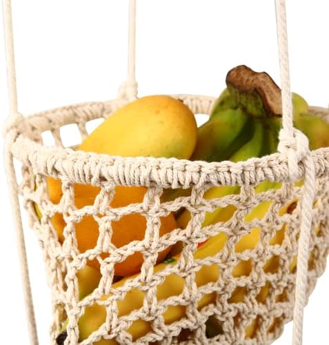 Cozinha de armazenamento de frutas de cesta pendurada 3 cestas de cesta de camada