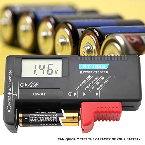 Testador de bateria BT-168D, testador de bateria digital para AA, AAA, C, D, 9V, Mini Button Cell Battery, Verificador
