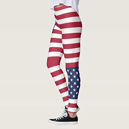 4 de julho Leggings for Women Tummy Control Patriótico Estrelas Stripes Troushers Fitness Leve atlética elástica meia -calça