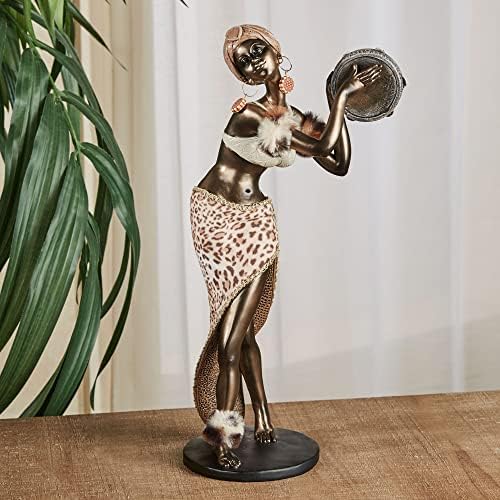 Touch da classe Zilla African Woman Dancing Table Sculpture Bronze 7,5 em amplo x 5 em profundo x 15 em alta