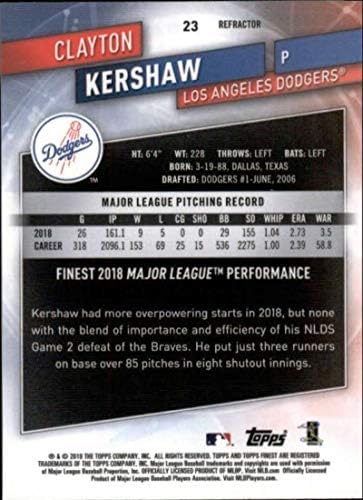 2019 o melhor refator 23 Clayton Kershaw Los Angeles Dodgers MLB Baseball Trading Card