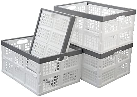Buyitt 4-Pack 30 L Caixas dobráveis ​​de plástico, caixas de armazenamento empilháveis