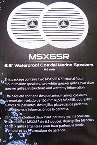 Jensen msx65r par 6.5 marinho hi -performance impermeável alto -falantes coaxiais, potência máxima de 75 watts, 65Hz - resposta de frequência de 20khz, impedância de 4 ohm