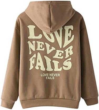 Lemononstore Love Never Fails Hoodies Carta engraçada de volta moletons soltos casuais diário de manga longa Tops