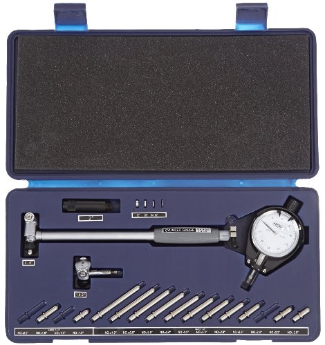 Fowler 52-215-006-1, micrômetro externo definido com faixa de medição de 0 a 6 e 52-646-400-0, Kit de medição de dial de extensão com 1,4-6 Faixa de medição