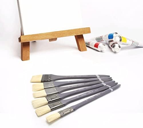 ZSEDP 6 peças Artista Ferramenta de pintura a óleo de escova plana Conjunto para aquarela Diy Graffiti Scrub Brush Art Brush Brush