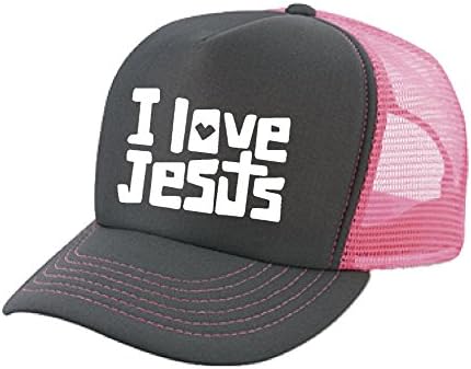 Chapéu de caminhoneiro unissex feminino - eu amo Jesus - acessórios de vestuário elegantes e elegantes