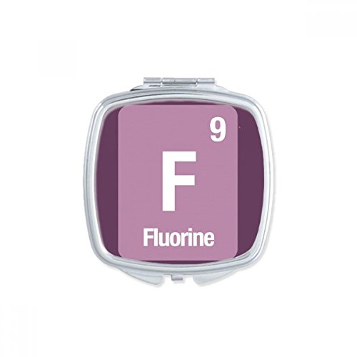 F Fluorine elementos vertiginosos científicos Espelho quadrado portátil maquiagem de bolso compacto vidro de dupla face
