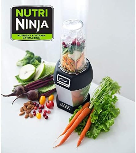 Ninja BL455_30 Nutri Professional Bônus de liquidificador pessoal Conjunto com 3-SIP & Seal Single Serves & 75 Recipe Book, aço inoxidável/preto