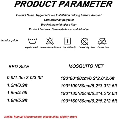 Rede de Sleeping de mosquito dobrável, barraca de rede de mosquito respirável, Keep Awado de criaturas, rede de tela de malha de mosquito durável para o pátio de cama para adultos viajando