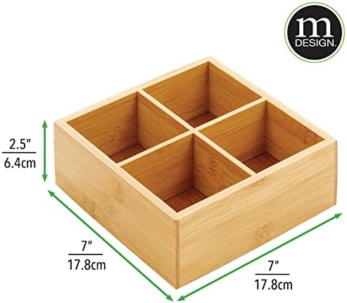 MDESIGN Bamboo 9 Redonda Lazy Susan Turnatable, caixas de armazenamento divididas e combinação de contêineres pequenos