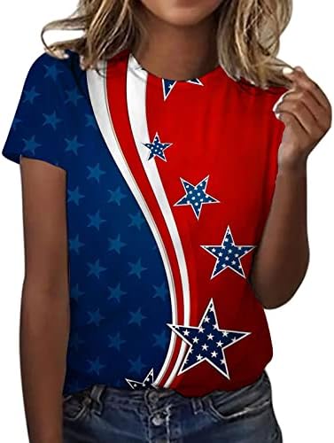 Tampas lisonjeiras de tamanho plus size para mulheres de bandeira feminina Crewneck de manga curta tshirt de impressão solta camisetas de tamanho grande