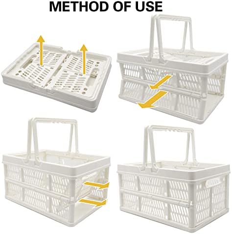 Zhjingyu Crates para armazenamento, cestas de plástico para organizar, cestas de compras dobráveis, caixa dobrável
