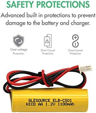 GLESOURCE AA 1100mAH 1.2V Bateria de luz de emergência Compatil para ELB-CS01, EXR EL 122 C4T, Custom 332, Unitech OSA268