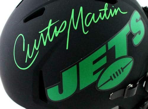 Curtis Martin assinou o capacete de velocidade do New York F/S Eclipse - PSA Auth *Green - Capacetes NFL autografados