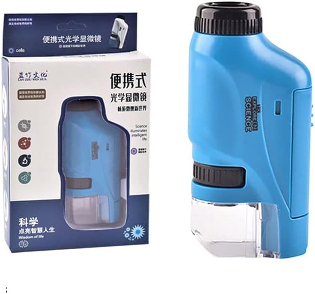 Kit de acessórios para microscópio kit de bolso de bolso de bolso de bolso 60-120x Microscópio de laboratório com lâminas de microscópio de microscópio de ciência da luz LED