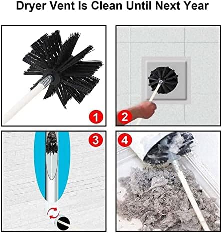 Chimney Sweep Kit Secador de ventilação/escova de escova de duto Kit Kit Kit Removedor de fiapos de limpeza Trabalhando com ou sem